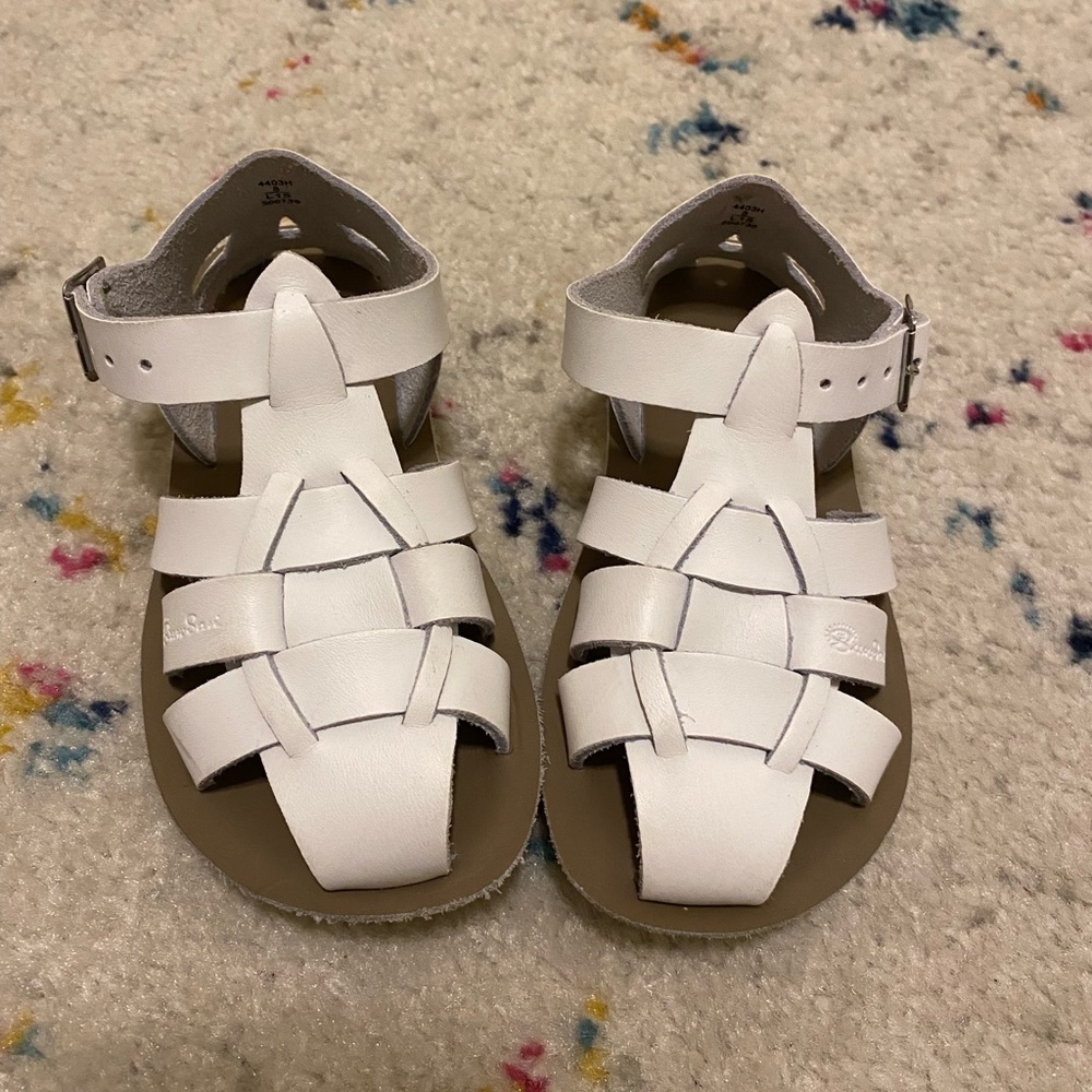 Sun San Shark white toddler girl sandals 8